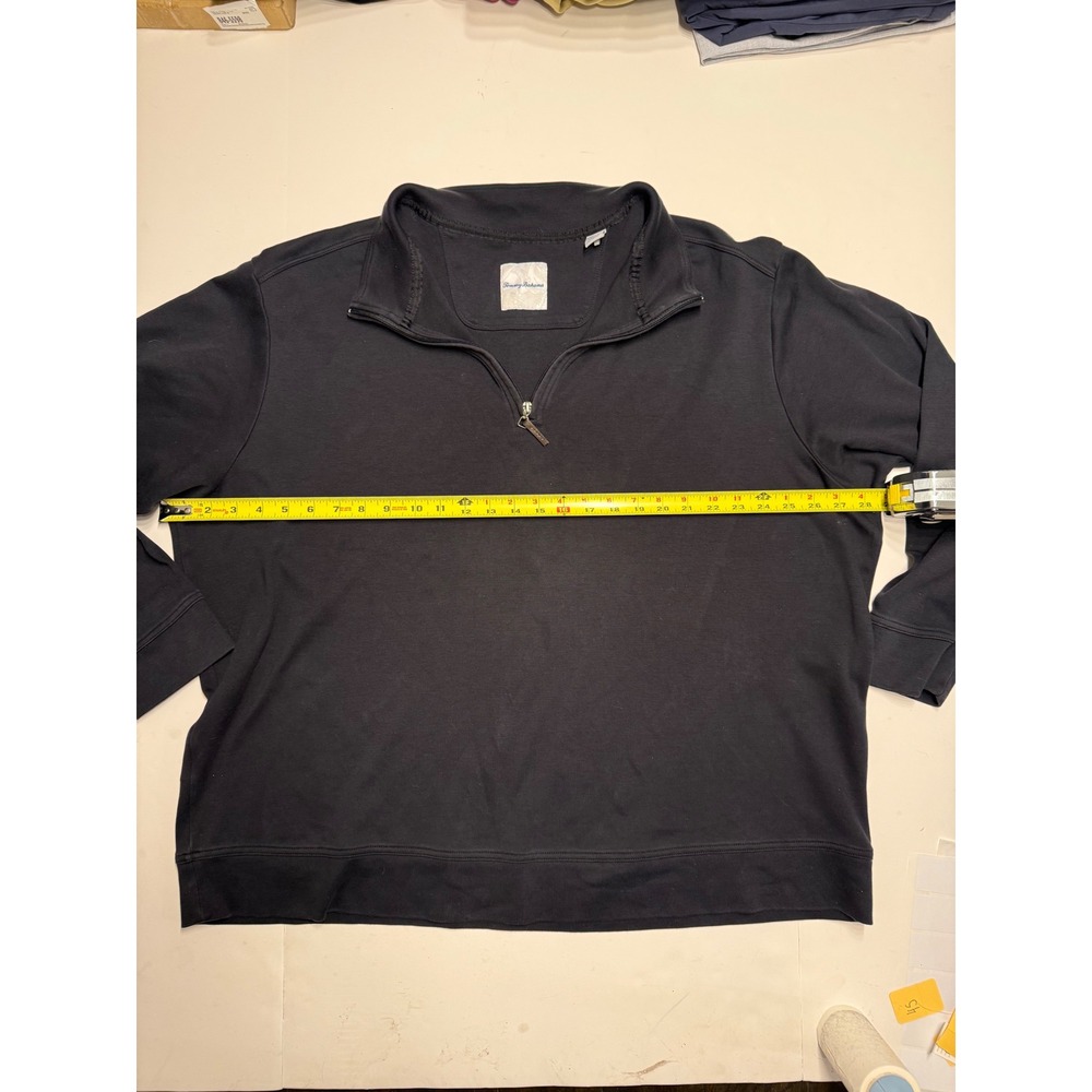 Tommy Bahama Mens 2XLB Black Quarter Zip Pullover Sweatshirt Mock Neck Knit - Picture 5 of 7